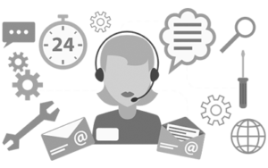 customer support image with several support icons