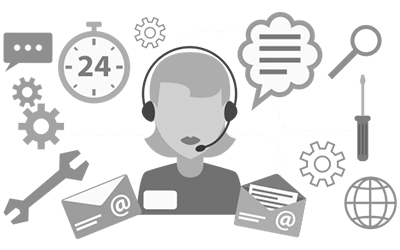 customer support image with several support icons